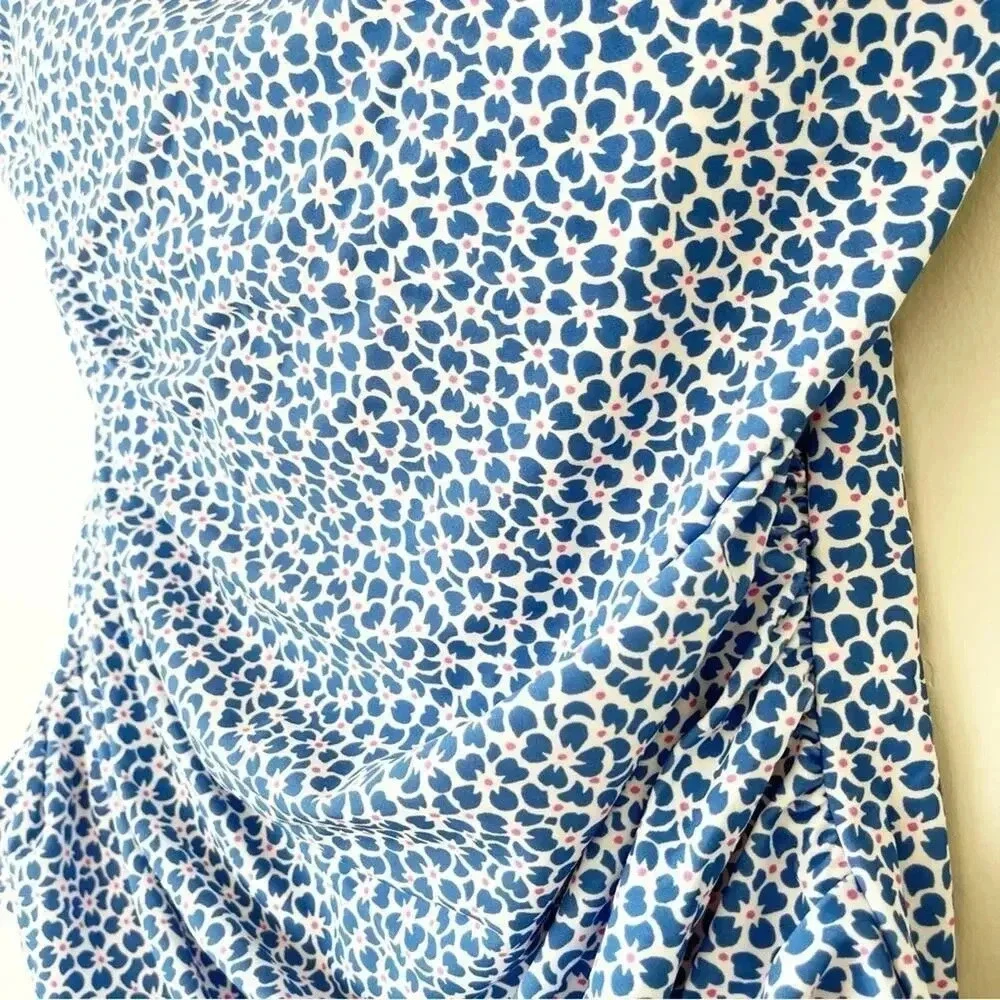 J Crew Factory Printed strapless one piece swimsuit Seacoast Blue Size XL NWT